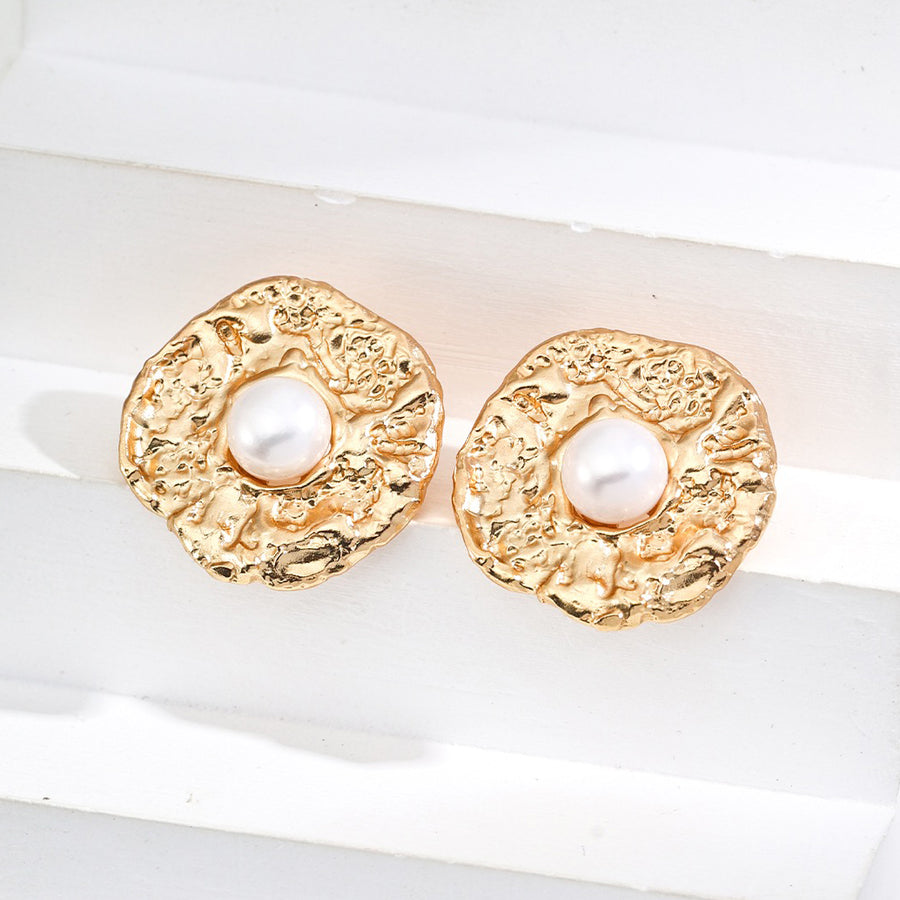 Sterling Silver Large Gold Freshwater Pearl Earrings