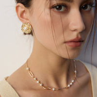Sterling Silver Large Gold Freshwater Pearl Earrings
