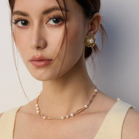 Sterling Silver Large Gold Freshwater Pearl Earrings
