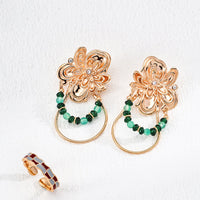 Gold Plated Green Agate Earrings