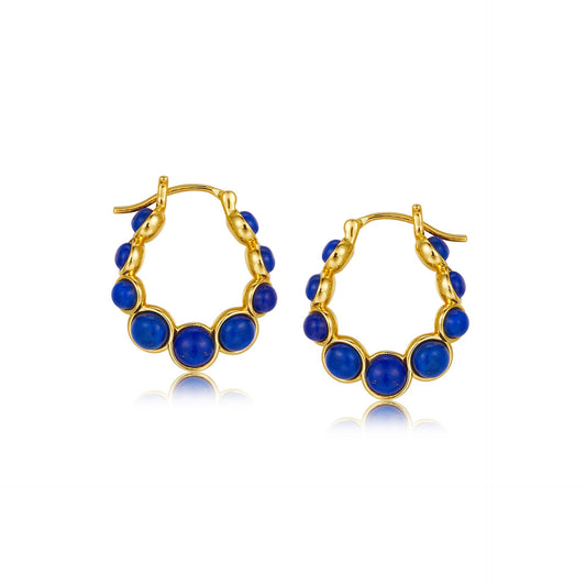 Sterling Silver Lapis Lazuli Hoop Earrings