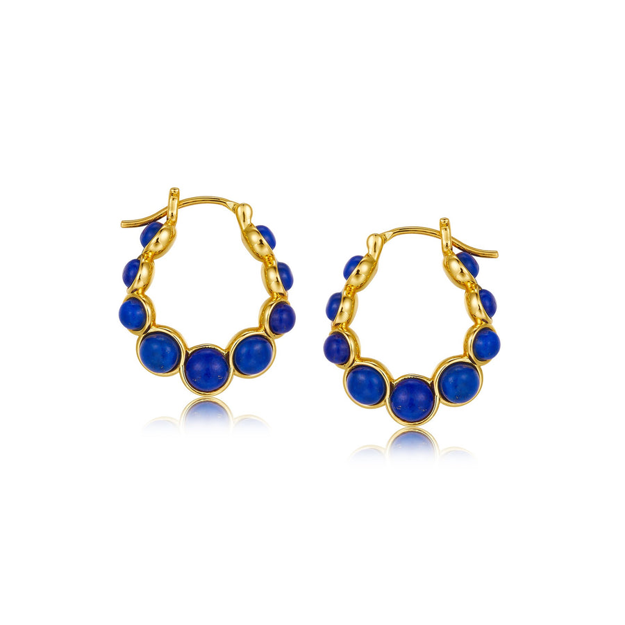 Sterling Silver Lapis Lazuli Hoop Earrings