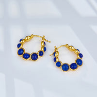 Sterling Silver Lapis Lazuli Hoop Earrings