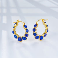 Sterling Silver Lapis Lazuli Hoop Earrings