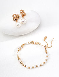 Gold Plated Baroque Pearl Earrings