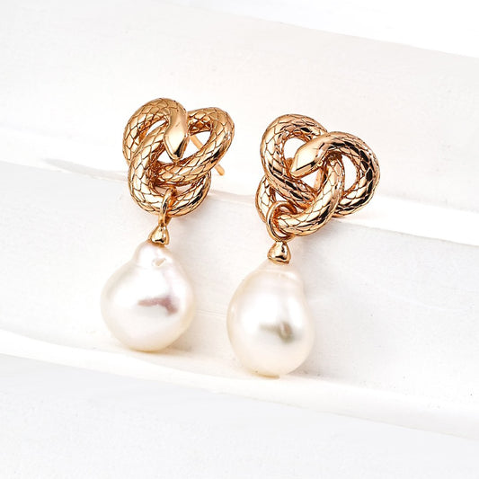 Gold Plated Baroque Pearl Earrings
