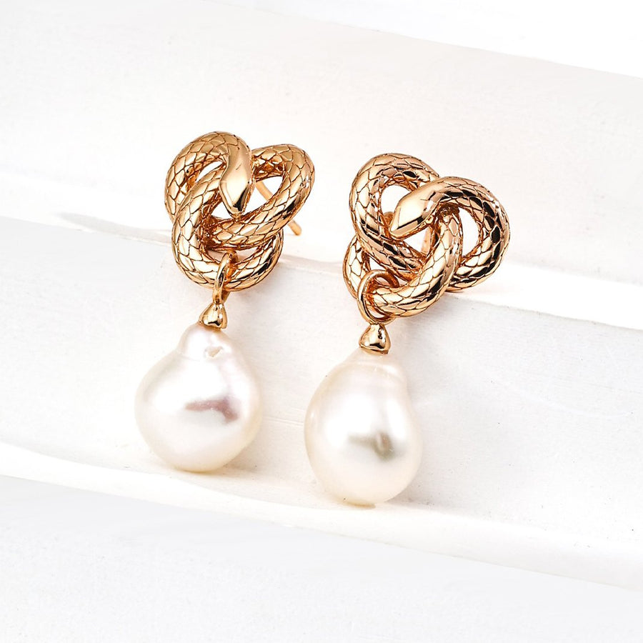 Gold Plated Baroque Pearl Earrings