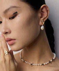 Gold Plated Baroque Pearl Earrings