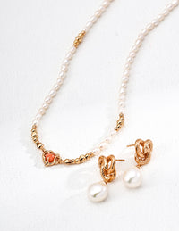 Gold Plated Baroque Pearl Earrings