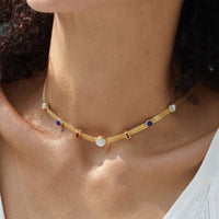 Lapis Lazuli and Pearl Choker Necklace