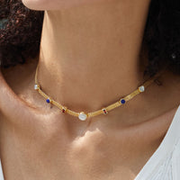 Lapis Lazuli and Pearl Choker Necklace