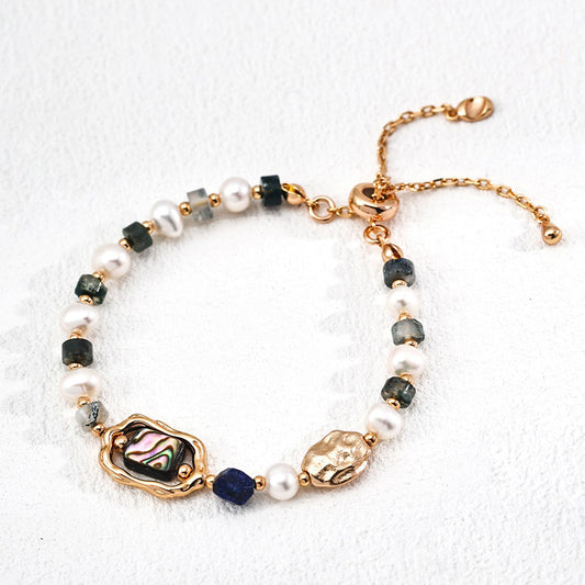 18K Gold Plated Water Grass Agate Bracelet