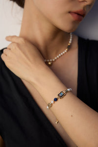 18K Gold Plated Water Grass Agate Bracelet