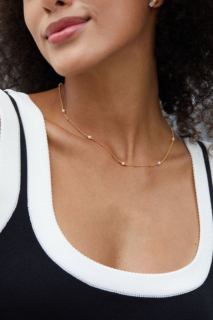 Sterling Silver Pearl Choker Necklace