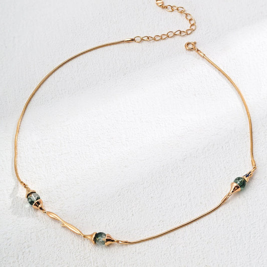 Waterweed Agate and Lapis Lazuli Necklace