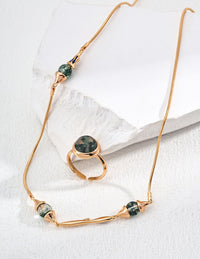 Waterweed Agate and Lapis Lazuli Necklace