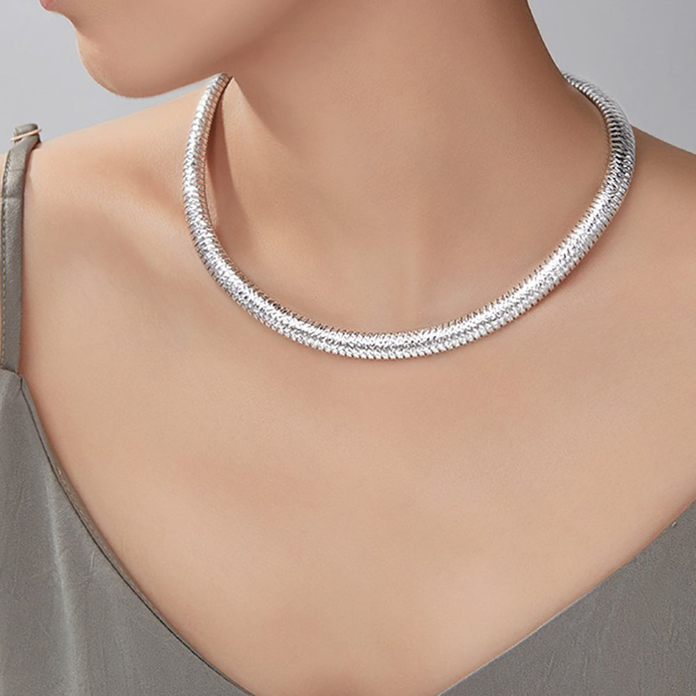 Sterling Silver Radiant Sparkle Choker Necklace