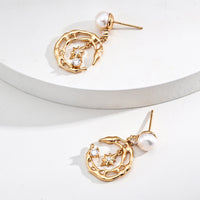 Stardust Crescent Pearl Earrings
