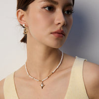 Stardust Crescent Pearl Earrings