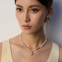 Stardust Crescent Pearl Earrings