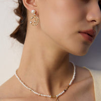 Stardust Crescent Pearl Earrings