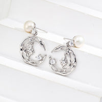 Stardust Crescent Pearl Earrings
