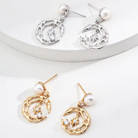 Stardust Crescent Pearl Earrings