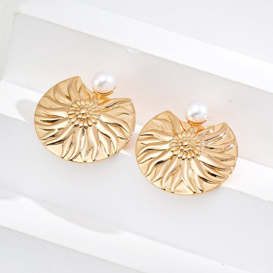 18K Gold Plated Sunflower Stud Earrings