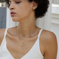 Sterling Silver Natural Green Diopside Galaxy Necklace