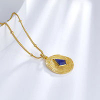 Natural Lapis Lazuli and Sterling Silver Gold Disc Necklace