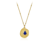 Natural Lapis Lazuli and Sterling Silver Gold Disc Necklace