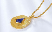 Natural Lapis Lazuli and Sterling Silver Gold Disc Necklace
