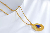 Natural Lapis Lazuli and Sterling Silver Gold Disc Necklace