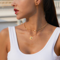 Natural Lapis Lazuli and Sterling Silver Gold Disc Necklace