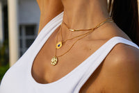 Natural Lapis Lazuli and Sterling Silver Gold Disc Necklace