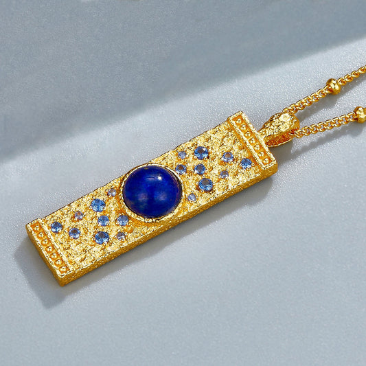 Lapis Lazuli Rectangle Pendant Necklace
