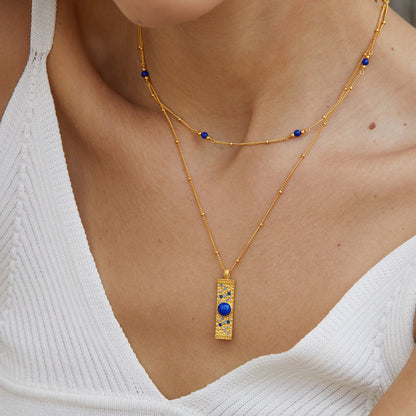 Lapis Lazuli Rectangle Pendant Necklace