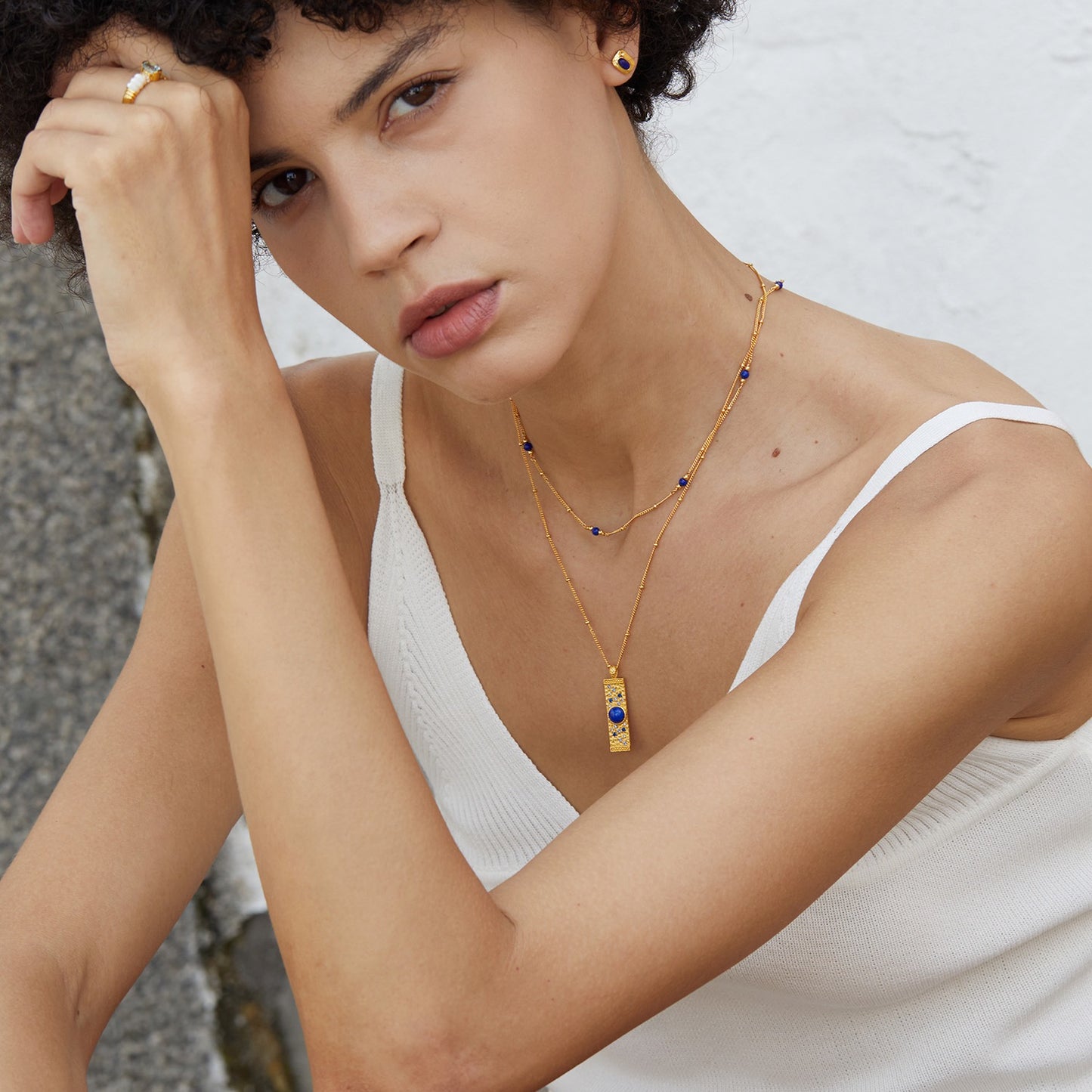 Lapis Lazuli Rectangle Pendant Necklace