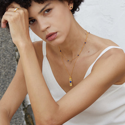 Lapis Lazuli Rectangle Pendant Necklace