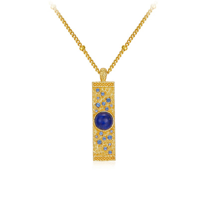 Lapis Lazuli Rectangle Pendant Necklace
