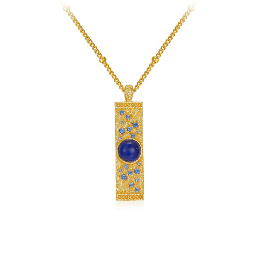 Lapis Lazuli Rectangle Pendant Necklace