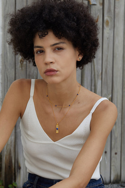 Lapis Lazuli Rectangle Pendant Necklace