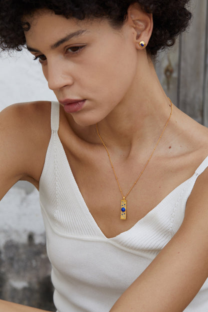 Lapis Lazuli Rectangle Pendant Necklace