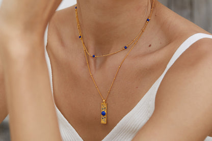 Lapis Lazuli Rectangle Pendant Necklace