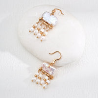 Mother of Pearl Earrings in Gold Plated Sterling Silver