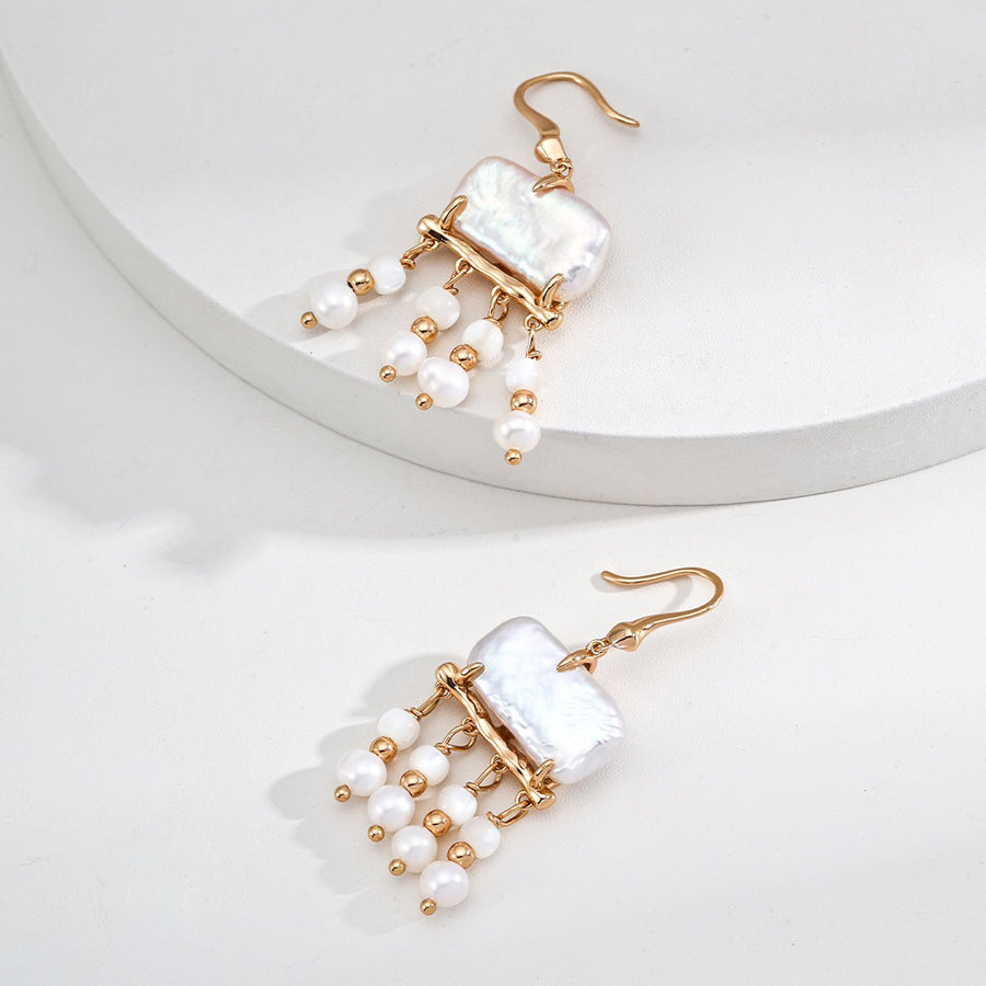 Mother of Pearl Earrings in Gold Plated Sterling Silver