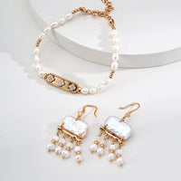 Mother of Pearl Earrings in Gold Plated Sterling Silver