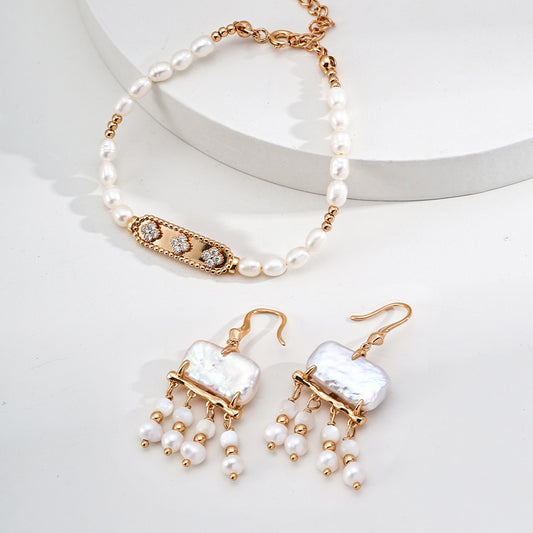 Mother of Pearl Earrings in Gold Plated Sterling Silver