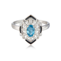 London Blue Topaz & Diamond Sterling Silver Ring