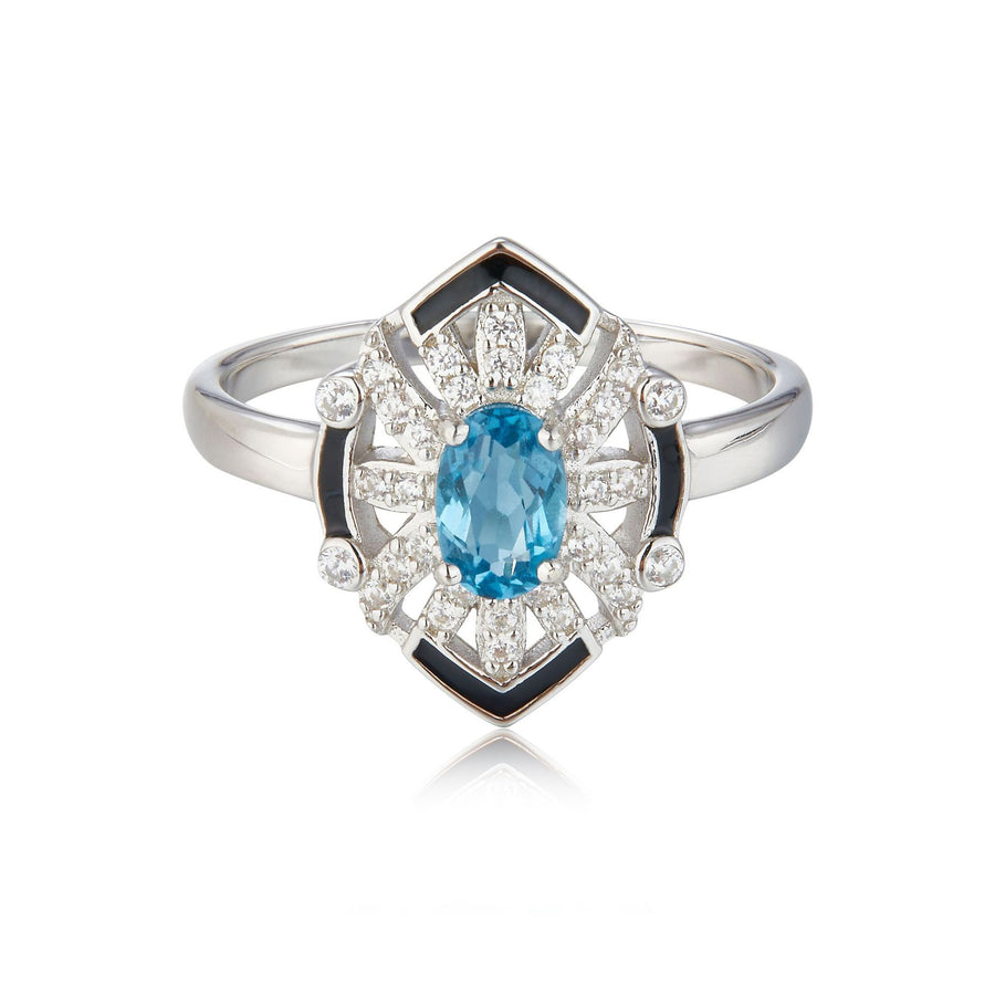 London Blue Topaz & Diamond Sterling Silver Ring